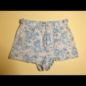 Floral High Waisted Denim Shorts